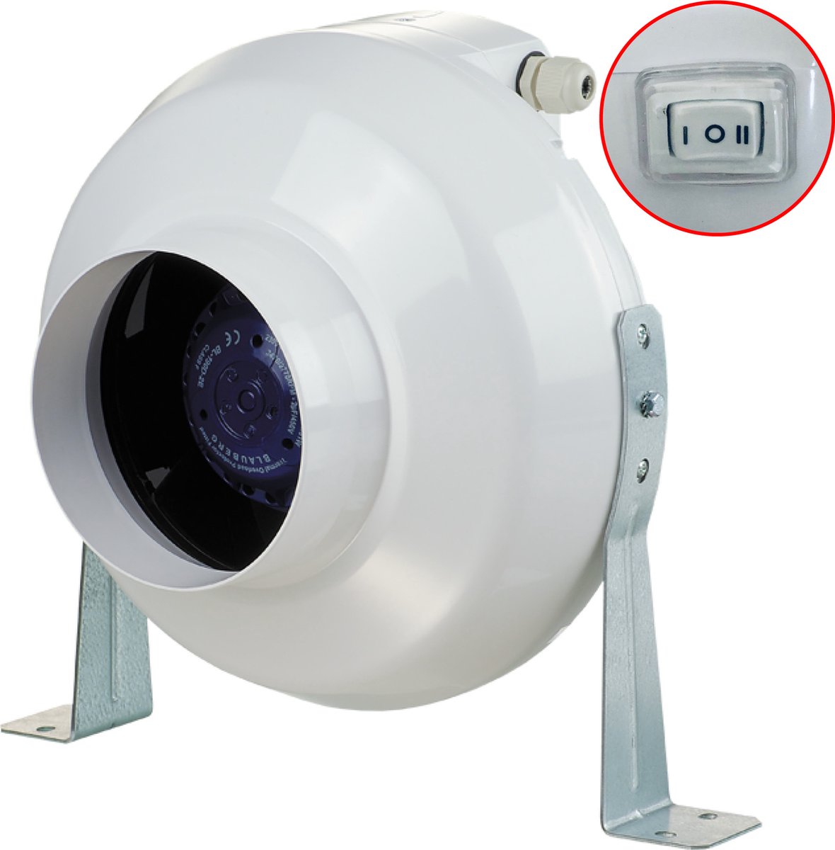 Vents buisventilator VK Duo Ø125mm – Met 2-standen regelaar - 329 m³/h