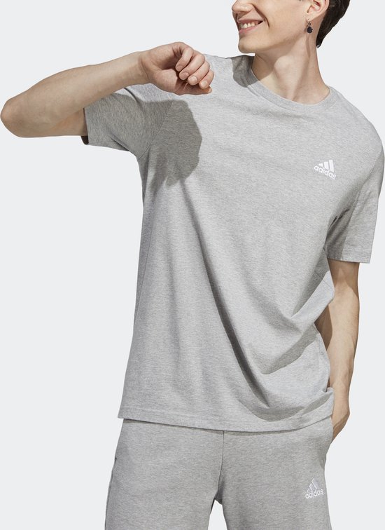 adidas Sportswear Essentials Single Jersey Geborduurd Small Logo T-shirt - Heren - Grijs- XL
