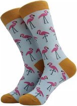 Akyol - Sokken - Flamingo sokken - sokken maat 36-42 - flamingo - blauw - roze - sokken - cadeau voor vriendin afscheidscadeau voor juf - afscheidscadeau voor juf - afscheidscadeau voor juf of meester -lerares - flamingo sok - sok flamingo