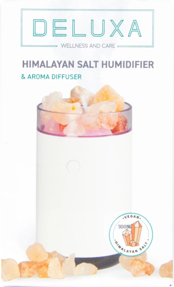 Luchtbevochtiger met zoutsteen - Koudwaterverdamper - Humidifier - Vernevelaar met Aromatherapie