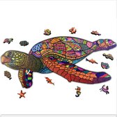 ACROPAQ Puzzle en bois tortue - 150 pièces, Format A4 210 x 297 mm, Pièces de puzzle en formes d'animaux, Fabriqué en bois de haute qualité - Puzzle en bois adultes, Puzzle, Puzzle adultes, Puzzle pour enfants