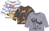 3x shirts met lange mouwen voor jongens in grijs, beige en kaki kleuren - The Lion King DISNEY / 68