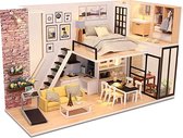 Kit de construction miniature Adultes - Mini appartement - Studio - Modélisme - Artisanat - Maison de poupée - Maison de poupée DIY - Siècle des Lumières LED
