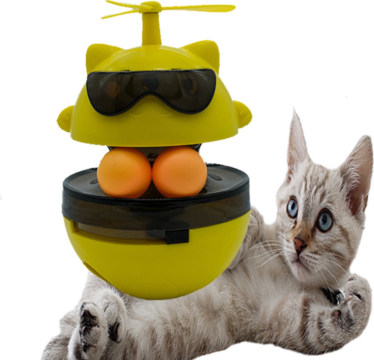 Helicat- Kattenspeelgoed - intelligentie - Kattenspeeltjes - interactieve - Laser - USB - Speelgoed - Geluid - Katten - Geel