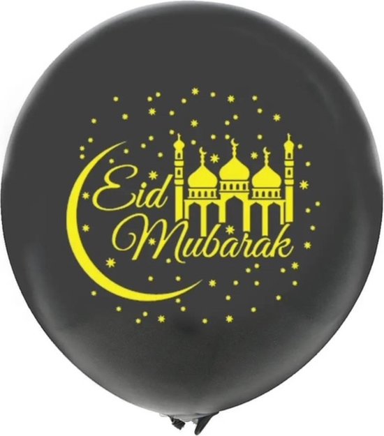 Eid Mubarak Ballonnen - Feestballonnen - 10 stuks - Zwart - Goud