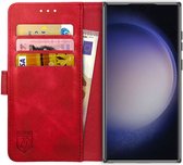 Rosso Element Book Case Wallet Hoesje Geschikt voor Samsung Galaxy S23 Ultra | Portemonnee | 3 Pasjes | Magneetsluiting | Stand Functie | Rood