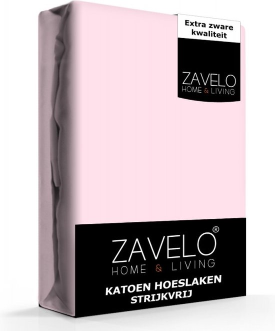 Foto: Zavelo hoeslaken katoen strijkvrij roze 1 persoons 90x200 cm hoogwaardige kwaliteit rondom elastisch perfecte pasvorm