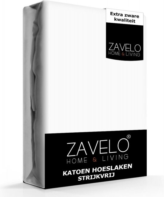 Zavelo Hoeslaken Katoen Strijkvrij Wit - 1-persoons (90x210 cm) - Hoogwaardige Kwaliteit - Rondom Elastisch - Perfecte Pasvorm