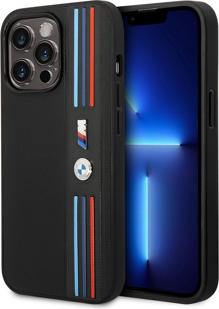 iPhone 14 Pro Backcase hoesje - BMW - Effen Zwart - Kunstleer