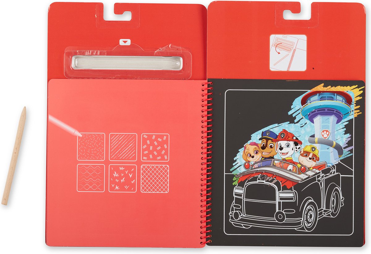 Melissa & Doug PAW Patrol Scratch Art Pad - Activiteitenkrasblok Marshall voor onderweg (10 taferelen)