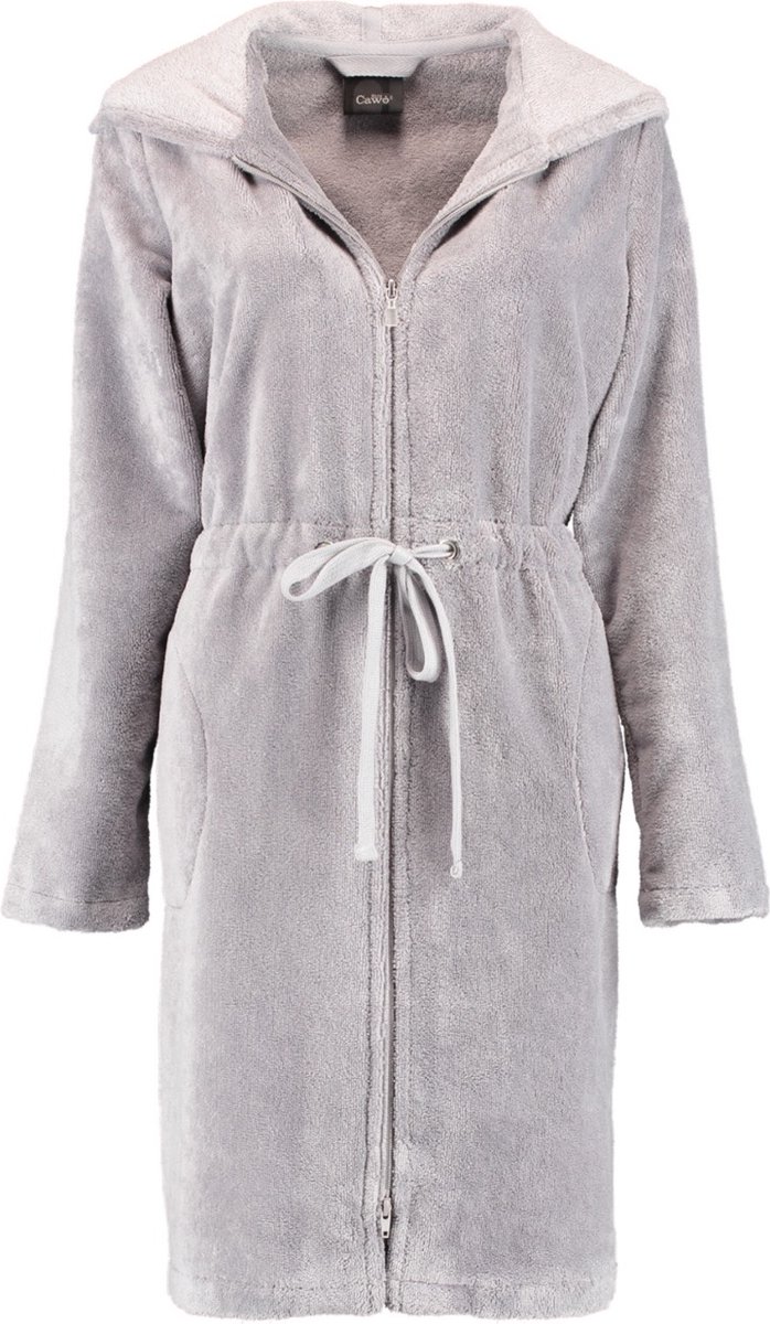 Cawö badjas met ritssluiting hooded (822-73, grijs) - 40/42