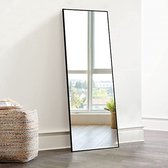 body spiegel, staande spiegel, vrijstaande lichaamsspiegel, groot en hoog, grote make-upspiegel, grote spiegel voor slaapkamer, woonkamer, kleedkamer (Black,43" x 16")