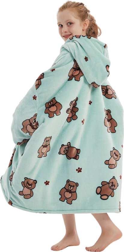 Poncho fleece draagbare deken voor dames, geruite schootdeken, comfortabele poncho, pluche dekens, omslagdoek, omslagdoek, cape met knopen voor patiënten, ouderen en koud weer