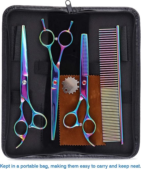 thumbnail image 2 of 4PC Pet Grooming Kit Scissors W/Safety Round Tip, Shears Comb Set, For 2 of 13