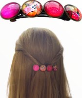 Hairpin.nu-Color-Hairclip-XL-glas-cabochon-haarspeld-pink-print