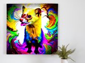 Colorful weasel explosion | Colorful Weasel Explosion | Kunst - 60x60 centimeter op Canvas | Foto op Canvas - wanddecoratie schilderij