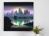 Gloomy city kunst - 60x60 centimeter op Canvas | Foto op Canvas - wanddecoratie