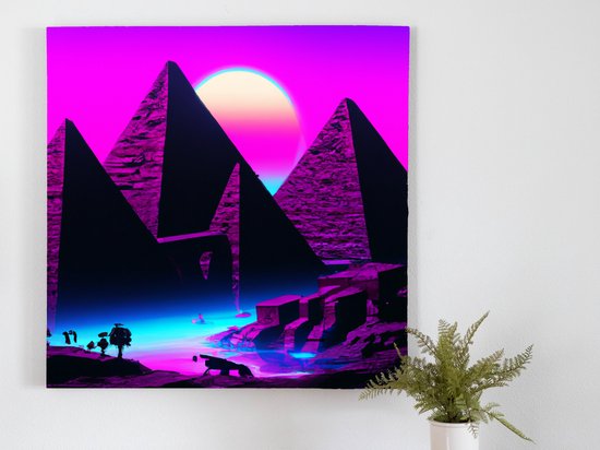 Cyber piramids | Cyber Piramids | Kunst - 60x60 centimeter op Canvas | Foto op Canvas - wanddecoratie schilderij