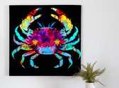 Colorful Crab Explosion kunst - 80x80 centimeter op Canvas | Foto op Canvas - wanddecoratie