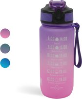 LaCardia Dutch Motivation Water Bottle rose violet 'Dutch Text' - Gourde 600ML - Gourde avec marquage de l'heure - avec paille - 0
