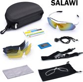 Salawi Wit - fietsbrillen heren – fietsbril dames – transparant - meerkleurig - 5 verwisselbare lenzen - - zonnebril - bril - brillen