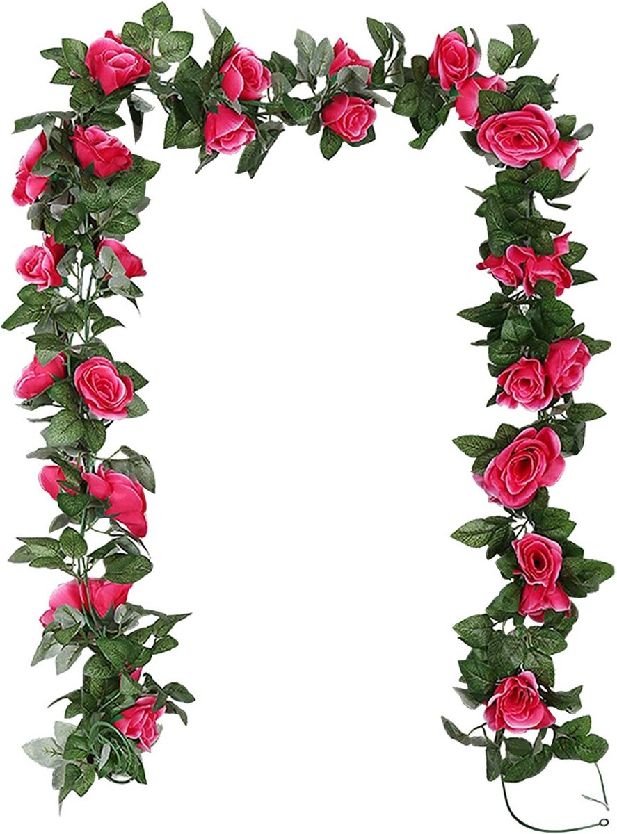 Set de 2 guirlandes de roses artificielles fausses Fleurs en soie avec  Plantes vertes... | bol.com