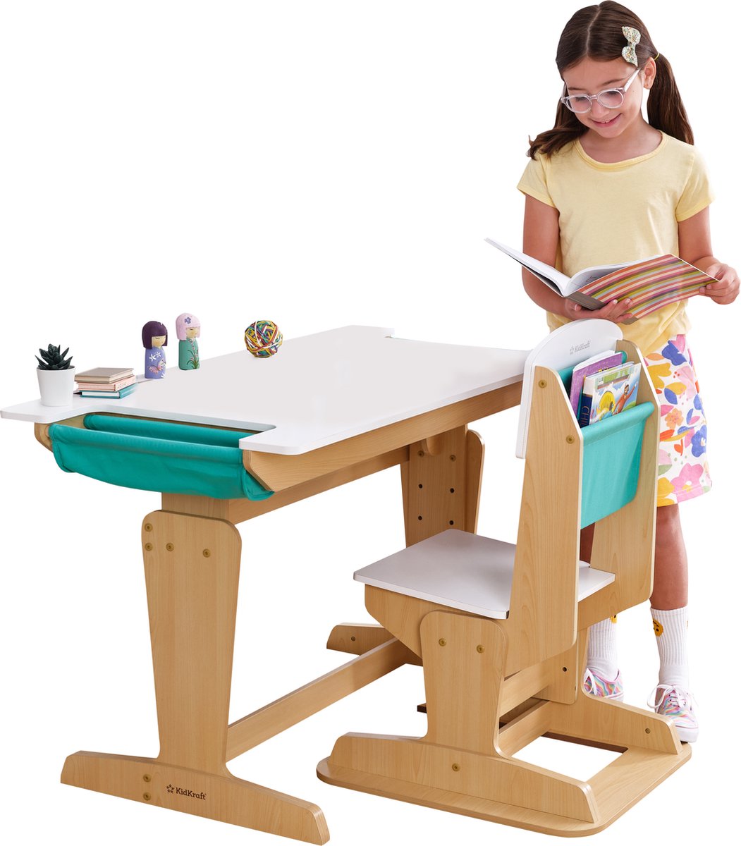 KidKraft Grow Together™ Pocket Adjustable Desk and Chair Natural bol
