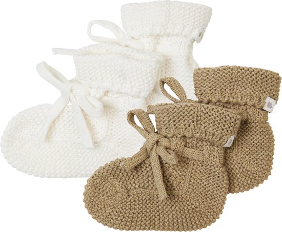 Noppies - Chaussons tricotés - emballés dans une boîte cadeau - 2 paires - Bébé 0-12 mois - Coton bio - White - Vert clair
