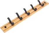 QUVIO Kapstok bamboe hout / Kapstok voor wandmontage met 5 verschuifbare ophangpunten - Beige en zwart