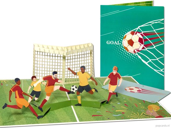 Popcards popupkaarten – Goal! Grote EK WK Europacup Voetbal pop-up kaart Wenskaart 3D-kaart Voetvallers Keeper Studio Sport Vandaag Inside Competitie