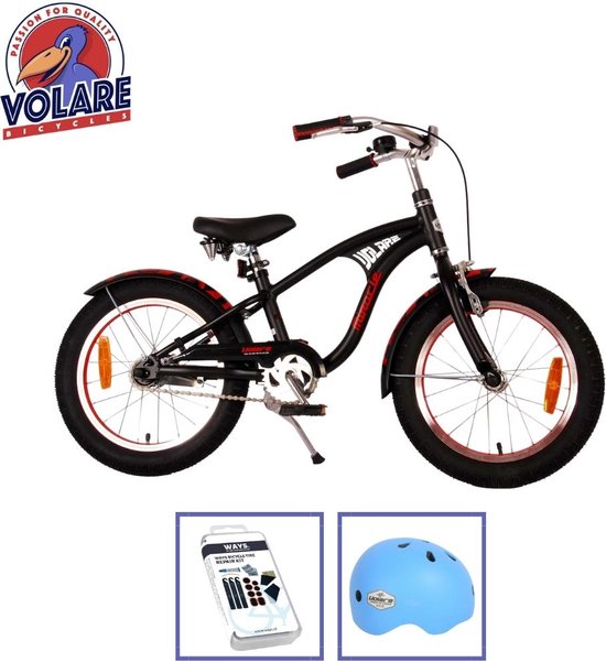 rijkdom Bezit spuiten Volare Kinderfiets Miracle Cruiser - 16 inch - Zwart - Inclusief fietshelm  + accessoires | bol.com