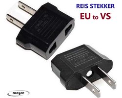 Reisstekker van EU reisstekker naar VS/USA - 2 Stuks - Reis Adapter - Zwart -Travel Adapter - America Stekker - Verloop adapter - Wereldstekker