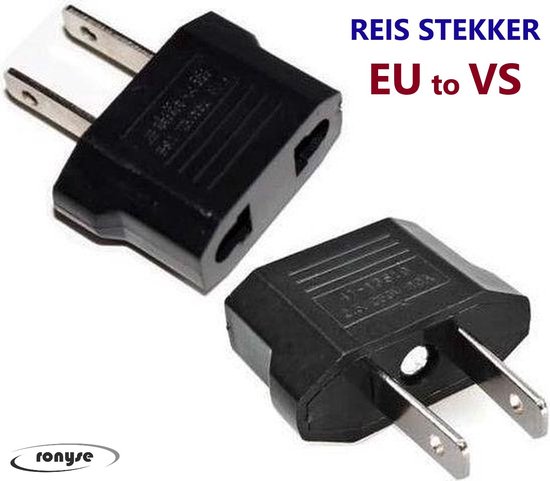Reisstekker van EU reisstekker naar VS/USA - Set van 2 Stuks - Reis Adapter - Zwart -Travel Adapter - America Stekker - Verloop adapter - Wereldstekker