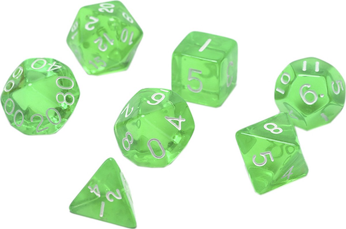 Dobbelstenen Set Transparant Groene