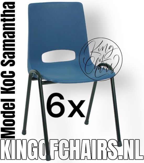King of Chairs -Set van 6- Model KoC Samantha blauw met zwart onderstel. Stapelstoel kuipstoel vergaderstoel tuinstoel kantine stoel stapel stoel kantinestoelen stapelstoelen kuipstoelen arenastoel De Valk 3320 bistrostoel schoolstoel bezoekersstoel