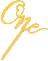 Acryl Taart Topper One goud - one - 1 - eerste - verjaardag - cakesmash - taart - topper - goud