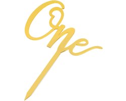 Acryl Taart Topper One goud - one - 1 - eerste - verjaardag - cakesmash - taart - topper - goud