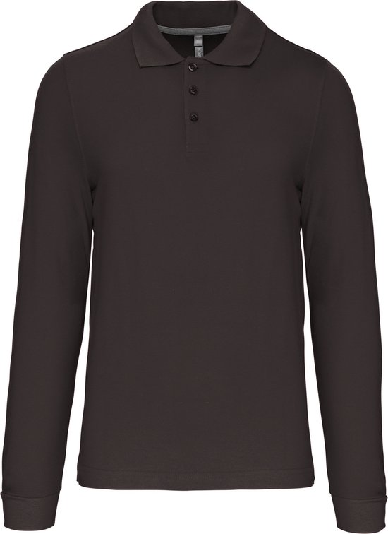 Polo Homme avec Boutons et Manches Longues Gris Foncé - M