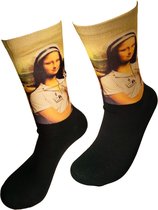 Verjaardags cadeau - Mona Lisa sokken - Kunst Print sokken - vrolijke sokken - valentijn cadeau - aparte sokken - grappige sokken - leuke dames en heren sokken - moederdag - vaderdag - Socks waar je Happy van wordt - Maat 36-40