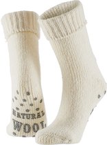 Apollo | Wollen sokken dames | Huisokken dames | Licht Beige | Maat 39/42 | Huissok met anti slip | Fluffy sokken | Slofsokken | Warme sokken | Winter sokken