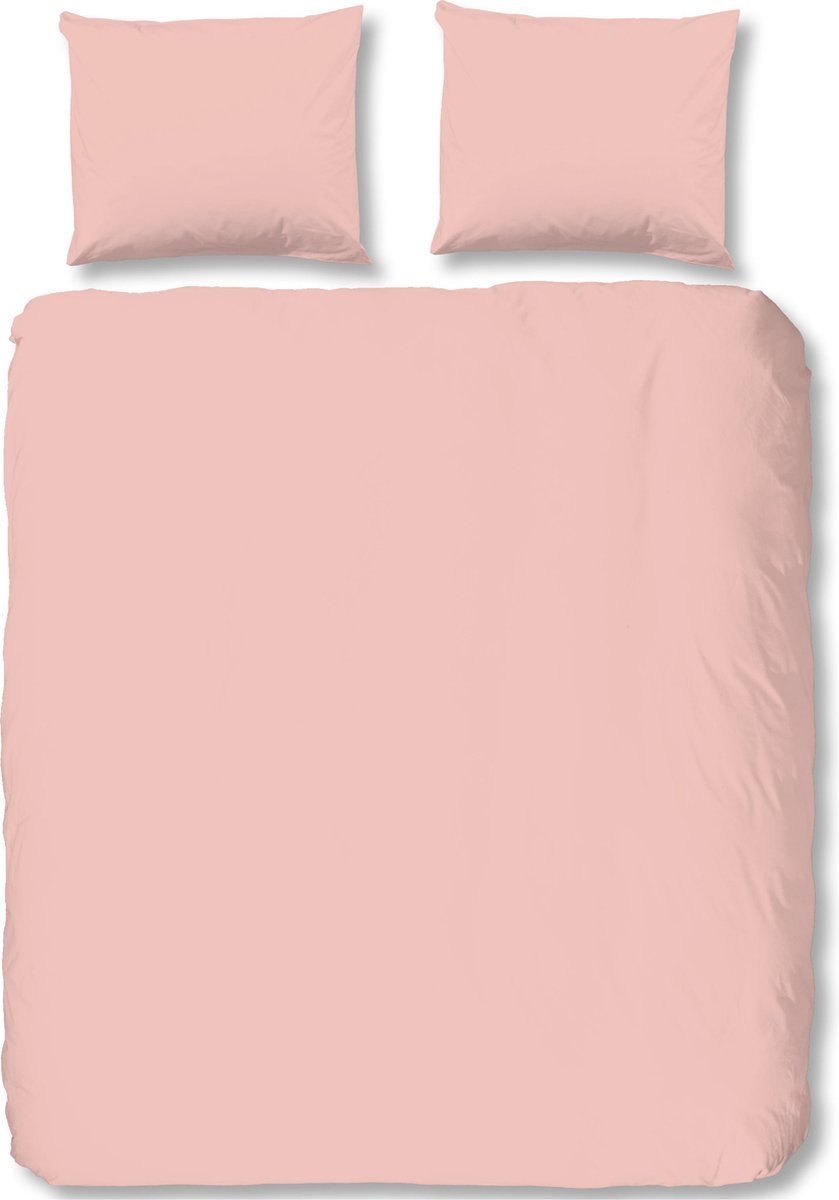 Cheqo® Satijnen Dekbedovertrek - 240x220cm - Tweepersoons - Lits Jumeaux - Inclusief Kussenslopen - 100% Zacht Katoen Satijn - Roze. licht