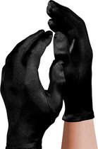 Apollo - Satijnen handschoen - Gala handschoenen - 20 cm - Zwart - One size - Lange handschoenen verkleed - accessoires - Carnaval