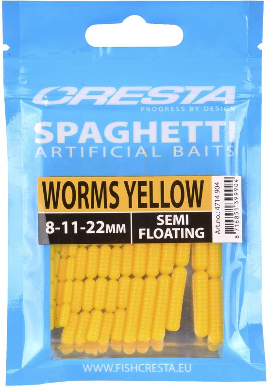 Cresta Spaghetti Worms (8-11-22mm) Semi Floating - Kleur : Worms Yellow van Cresta — afbeelding 5