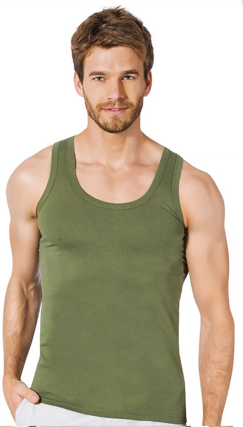 DONEX maillot de corps en coton simple homme - 6 pièces - chemise homme - vert - taille 2XL