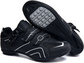 RAMBUX® - Chaussures de cyclisme Vélo - Chaussures pour femmes VTT Homme & Femme - Zwart Argent - Semelle Plate - Chaussures Vélo - Click Shoes - VTT - Vélo Route - Taille 41