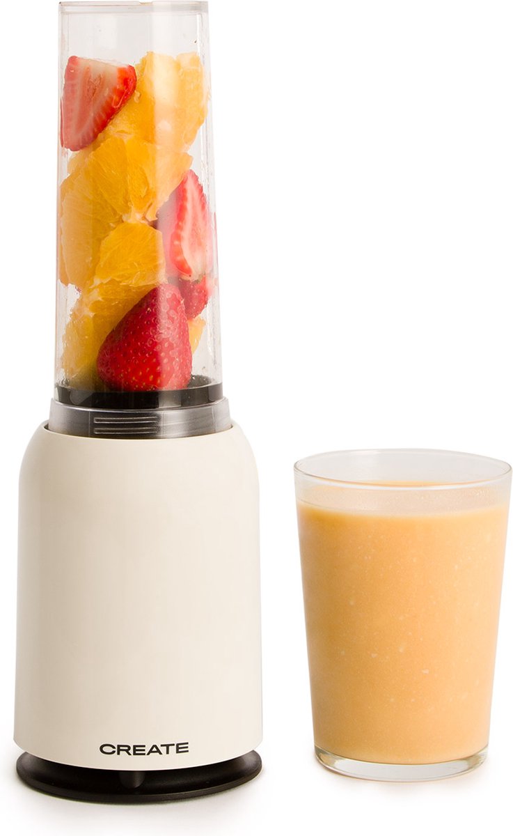 CREATE - MOI SLIM Draagbare Glazen Blender - Sappen Shakes of Smoothies - 400ml - Gebroken wit
