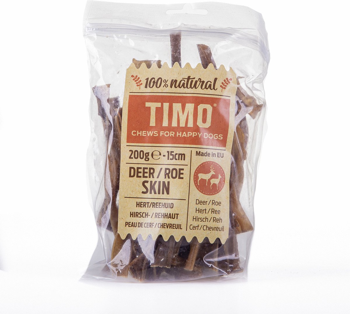 Timo Hert/Reehuid 200 g - Hondensnacks - 15 cm