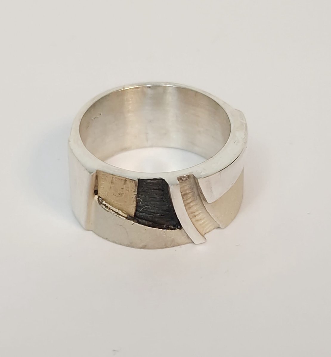 Zilveren dames ring - Audar - geoxideerd zilver - 18 karaat goud - sale Juwelier Verlinden St. Hubert – van €170,= voor €139,=
