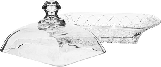 Glazen botervloot met deksel 2-delig ontwerp boter Keeper Covers Kristal Bedekt Boter Schotel Boter Container Vaatwasser Veilig Voedsel Cake Dessert Fruit