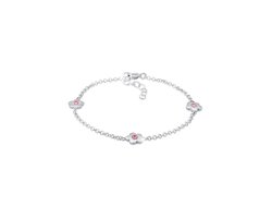 Elli Armband Kinderen Bloem Filigraan met Kristallen Roze in 925 Sterling Zilver